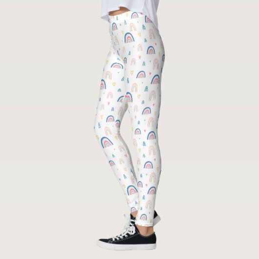 Niedliches Regenbogen- und Herzmuster Leggings (Links)