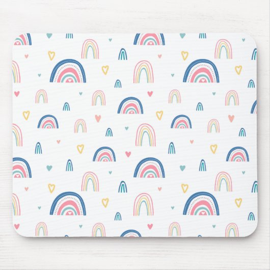 Niedliches Regenbogen- und Herzmuster Mousepad (Vorne)