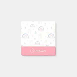 Niedliches Regenbogen- und Herzmuster Post-it Klebezettel