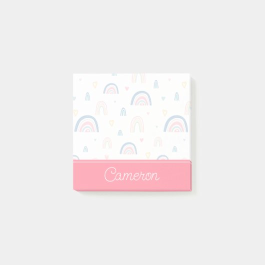 Niedliches Regenbogen- und Herzmuster Post-it Klebezettel (Vorderseite)