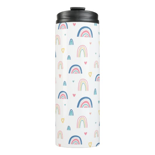 Niedliches Regenbogen- und Herzmuster Thermosbecher (Vorderseite)