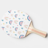 Niedliches Regenbogen- und Herzmuster Tischtennis Schläger (Seitenansicht)