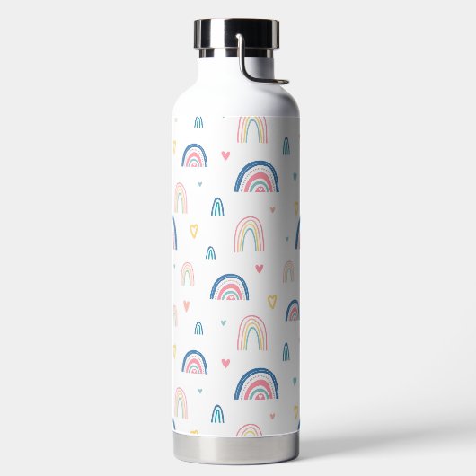 Niedliches Regenbogen- und Herzmuster Trinkflasche (links)