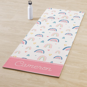 Niedliches Regenbogen- und Herzmuster Yogamatte