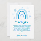 Niedliches Regenbogen Wasserfarbe Elegante Blue Ba Dankeskarte (Vorderseite)