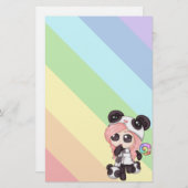 Niedliches Regenbogenanime-Panda-Mädchen Briefpapier (Vorne/Hinten)