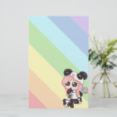 Niedliches Regenbogenanime-Panda-Mädchen Briefpapier (Stehend Vorderseite)