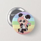 Niedliches Regenbogenanime-Panda-Mädchen Button (Vorne & Hinten)