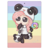 Niedliches Regenbogenanime-Panda-Mädchen Klemmbrett (Rückseite)