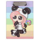 Niedliches Regenbogenanime-Panda-Mädchen Klemmbrett (Vorderseite)