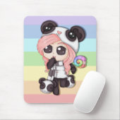 Niedliches Regenbogenanime-Panda-Mädchen Mousepad (Mit Mouse)