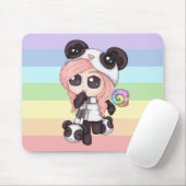 Niedliches Regenbogenanime-Panda-Mädchen Mousepad (Mit Mouse)