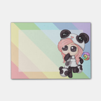 Niedliches Regenbogenanime-Panda-Mädchen Post-it Klebezettel