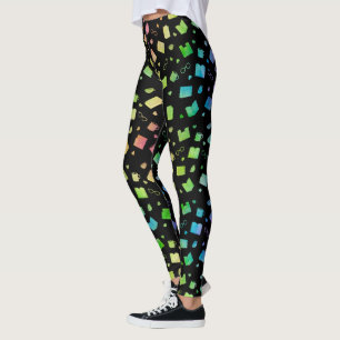 Niedliches Regenbogenbuch und Lesemuster Leggings