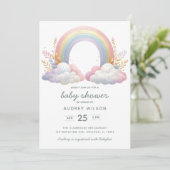 Niedliches Regenbogengeschlecht Neutrale Babydusch Einladung (Stehend Vorderseite)