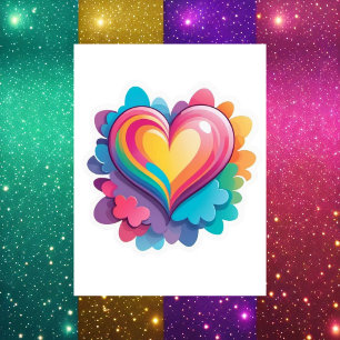 Niedliches Regenbogenherz, LGBTQ, Postkreuzung Postkarte