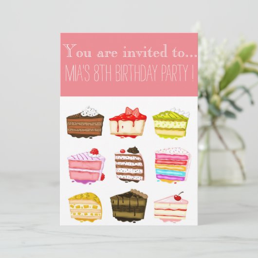 Niedliches Regenbogenkuchenmädchen oder zwischen G Einladung (Stehend Vorderseite)