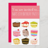 Niedliches Regenbogenkuchenmädchen oder zwischen G Einladung (Vorne/Hinten)