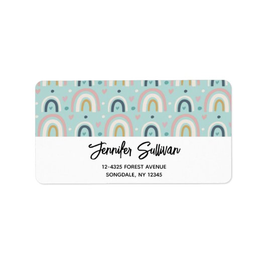 Niedliches Regenbogenmuster Adressaufkleber (Vorne)