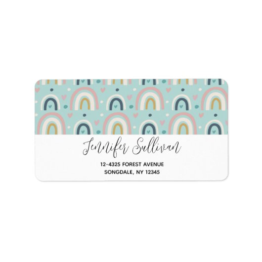 Niedliches Regenbogenmuster Adressaufkleber (Vorne)