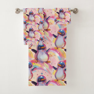 Niedliches Regenbogenmuster Badhandtuch Set