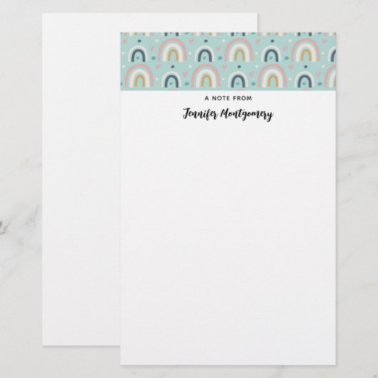 Niedliches Regenbogenmuster Briefpapier (Vorne/Hinten)