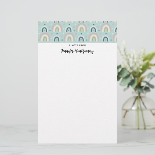 Niedliches Regenbogenmuster Briefpapier (Stehend Vorderseite)