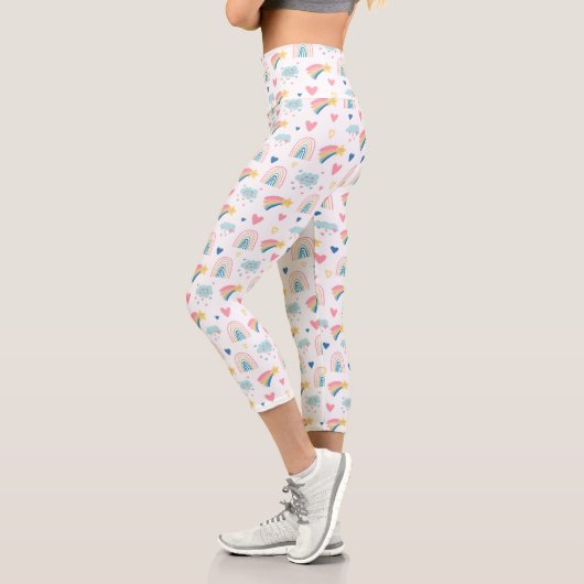 Niedliches Regenbogenmuster Capri Leggings (Links)