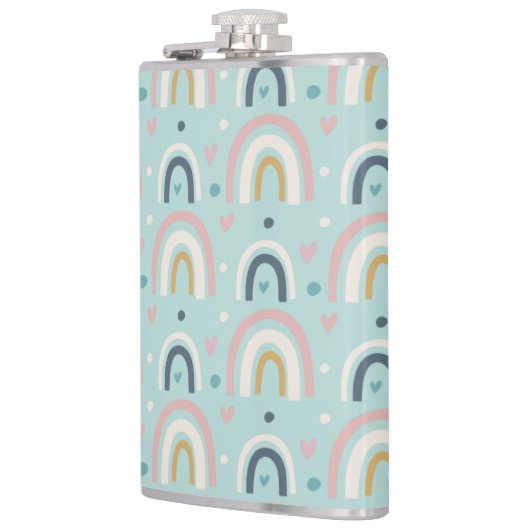 Niedliches Regenbogenmuster Flachmann (Links)