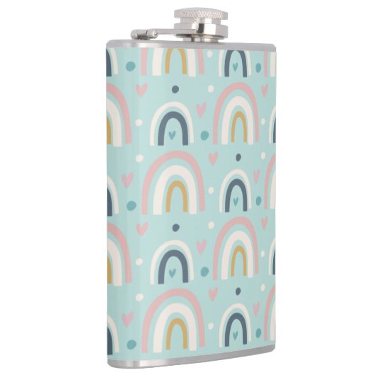 Niedliches Regenbogenmuster Flachmann (Rechts)