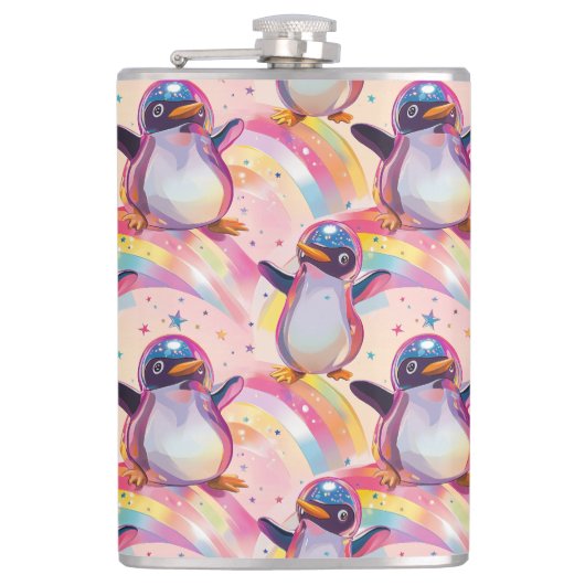 Niedliches Regenbogenmuster Flachmann (Vorderseite)