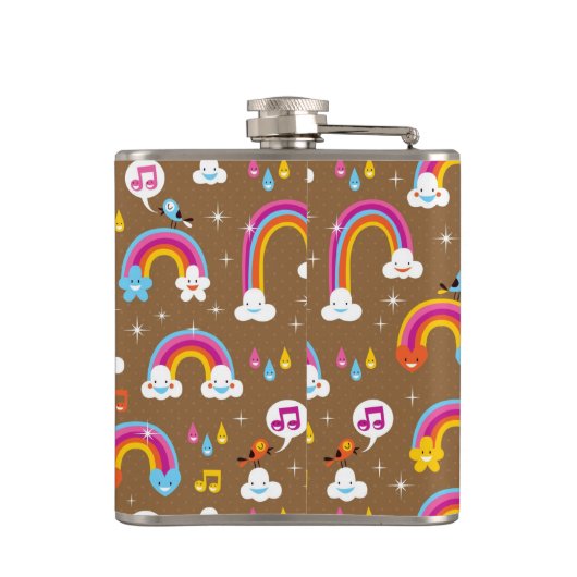 niedliches Regenbogenmuster Flachmann (Rückseite)