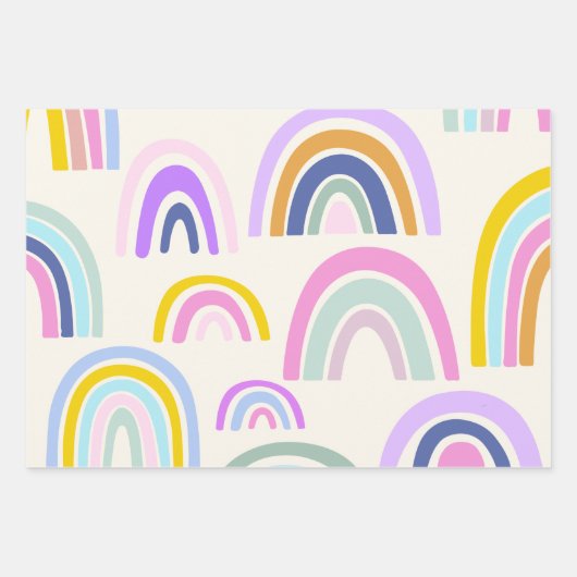 Niedliches Regenbogenmuster in hellen Nudeln Geschenkpapier Set (Vorderseite 2)