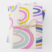 Niedliches Regenbogenmuster in hellen Nudeln Geschenkpapier Set (Beispiel)
