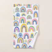 Niedliches Regenbogenmuster in Rosa und Gelb  Badhandtuch Set (Handtuch)