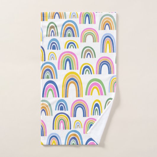 Niedliches Regenbogenmuster in Rosa und Gelb  Badhandtuch Set (Handtuch)