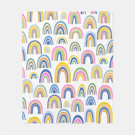 Niedliches Regenbogenmuster in Rosa und Gelb Fleecedecke (Vorderseite)