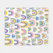 Niedliches Regenbogenmuster in Rosa und Gelb Fleecedecke (Vorderseite (Horizontal))
