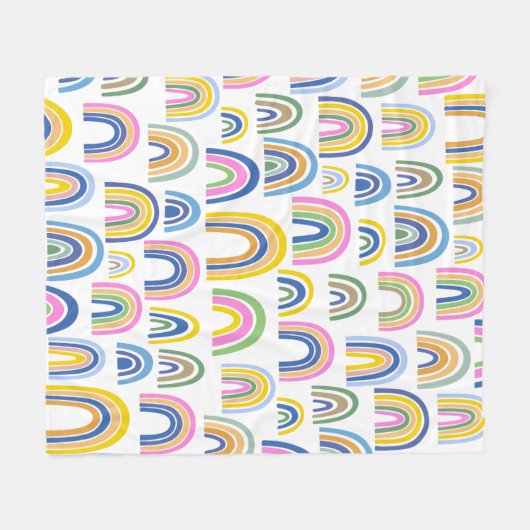 Niedliches Regenbogenmuster in Rosa und Gelb Fleecedecke (Vorderseite (Horizontal))