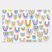 Niedliches Regenbogenmuster in Rosa und Gelb Geschenkpapier Set (Vorderseite 3)