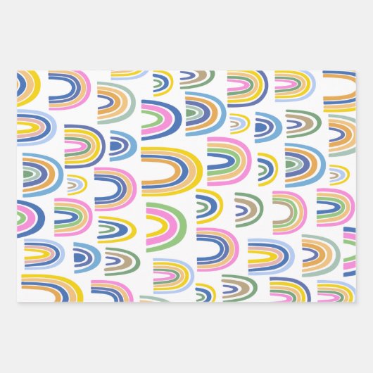 Niedliches Regenbogenmuster in Rosa und Gelb Geschenkpapier Set (Vorderseite 2)