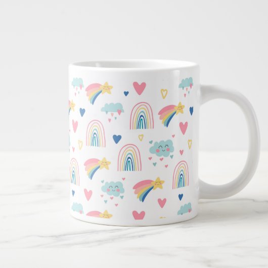 Niedliches Regenbogenmuster Jumbo-Tasse (Rechts)