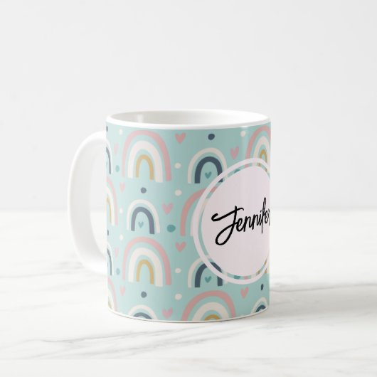 Niedliches Regenbogenmuster Kaffeetasse (Vorderseite Links)