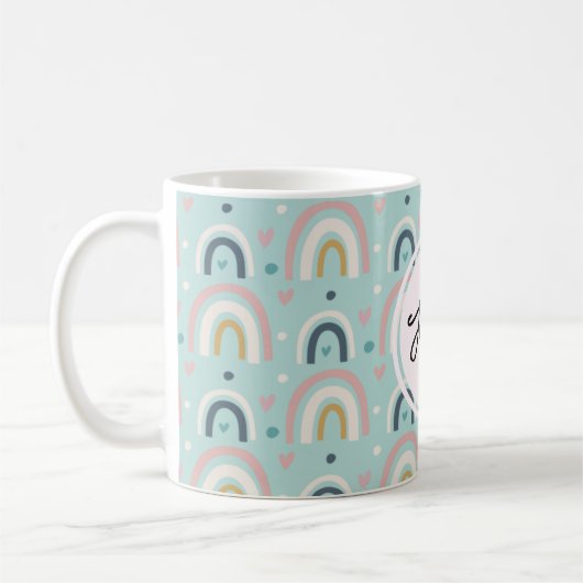 Niedliches Regenbogenmuster Kaffeetasse (Links)