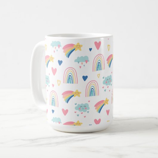 Niedliches Regenbogenmuster Kaffeetasse (Vorderseite Links)