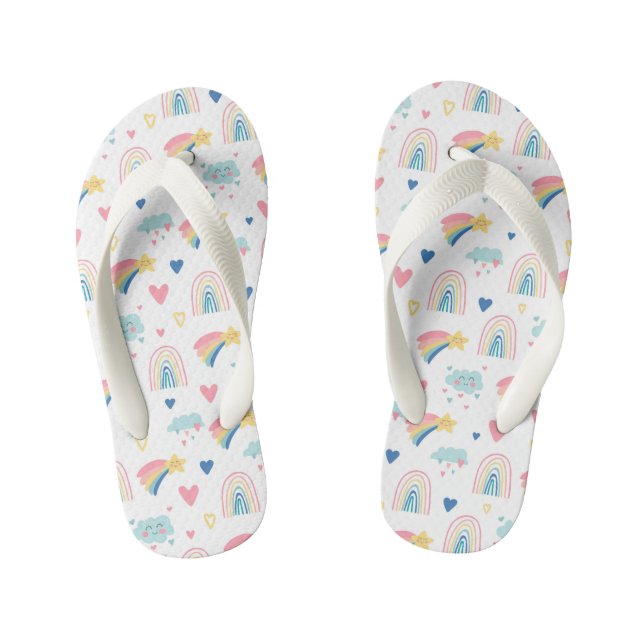Niedliches Regenbogenmuster Kinderbadesandalen (Fußbett)