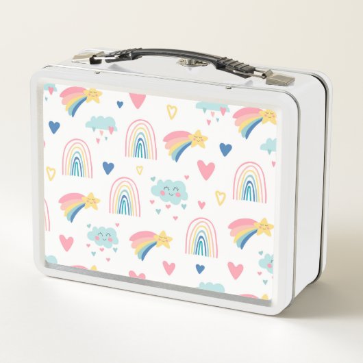 Niedliches Regenbogenmuster Metall Brotdose (Rückseite)