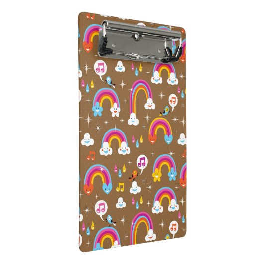 niedliches Regenbogenmuster Mini Klemmbrett (Schrägansicht)