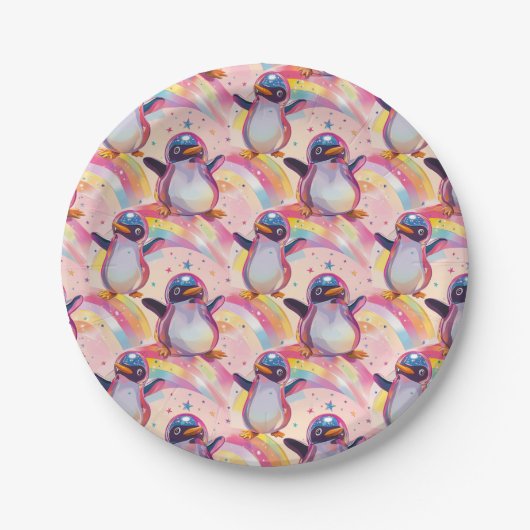 Niedliches Regenbogenmuster Pappteller (Vorderseite)