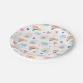 Niedliches Regenbogenmuster Pappteller (Schrägansicht)